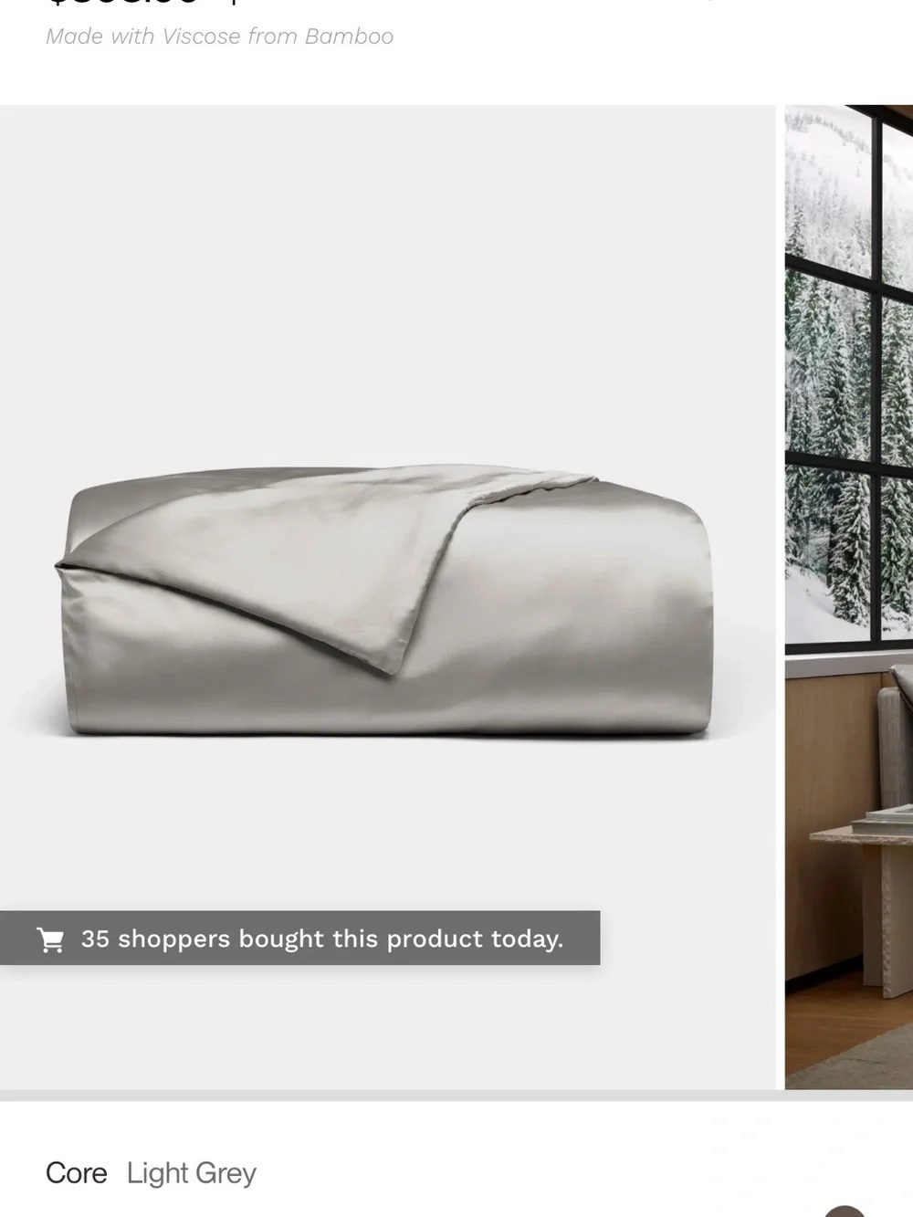 Cozy Earth Bamboo King Size Duvet Cover Light Grey NWOT